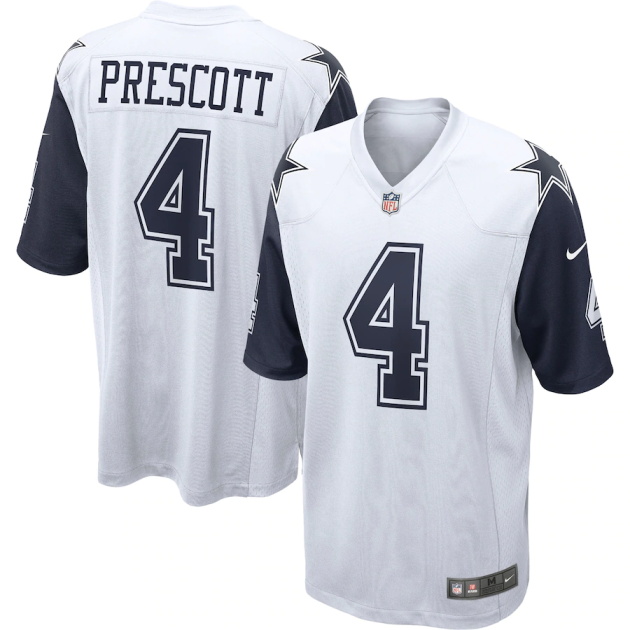 mens nike dak prescott white dallas cowboys alternate game jersey